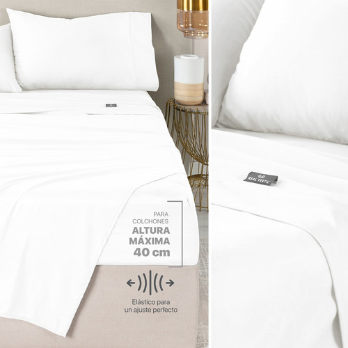 Set Edredón Queen Size + Fundas + Sábanas 7 Pzas Real Textil Gris-blanco