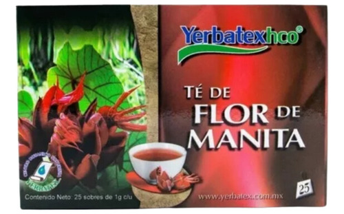 Té De Flor De Manita 25 Sobres De 1 Gramo Cada Uno Yerbatex.