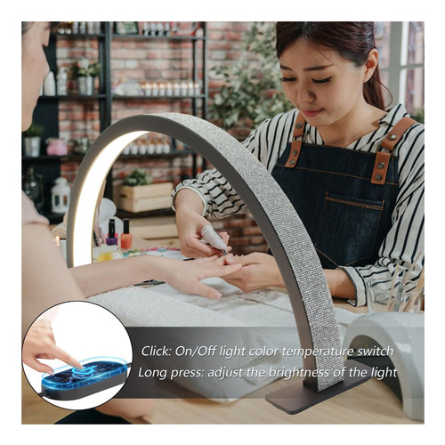 Lampara Led De Mesa Arco Media Luna Ideal Estetica Uñas Negr