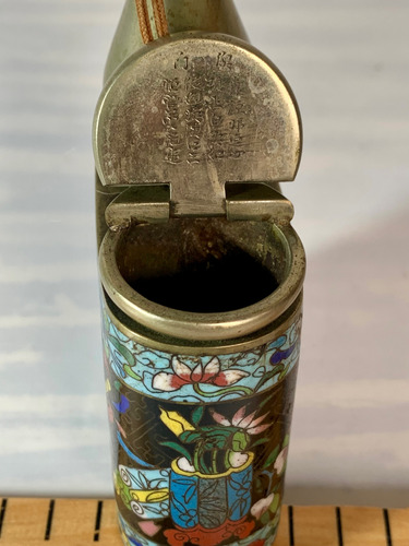 Antigua Pipa Oriental Esmaltado Cloisonne Coleccionable