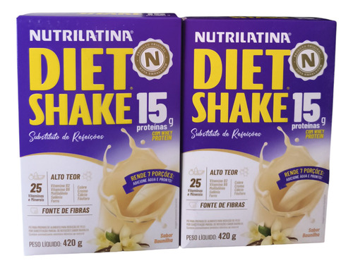 Kit 2 Nutrilatina Diet Shake 15g Pó - Suplemento Proteico