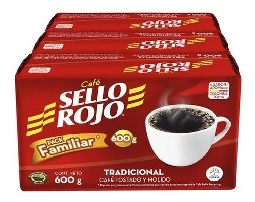 Cafe Sello Rojo 600g X 3 Unids - Kg a $36
