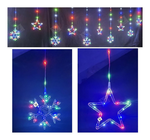 Luces Led Estrellas Y Copos 470 Luces 6mt Navidad Multicolor