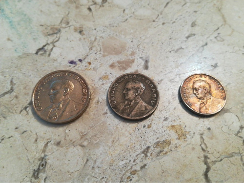 3 Moedas 10, 20, E 50 Centavos 1943 Níquel Rosa Raras