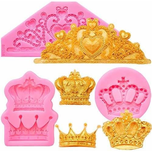 3 Piezas Crown Fondant Moldes De Silicona Princesa Crow...