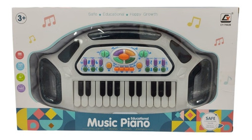 Imagen 2 de 3 de Teclado Electronico Piano Musical Infantil Sonidos Con Luces Color Blanco Y Azul