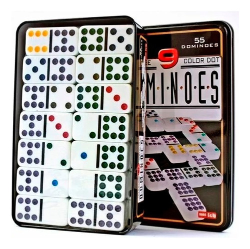 Juego Domino 55 Fichas Hasta El 9 Puntos Colores Familiar