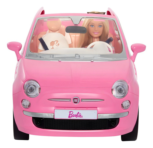 Barbie Vehículo Para Muñecas Fiat Rosa Con Muñeca Color Mult