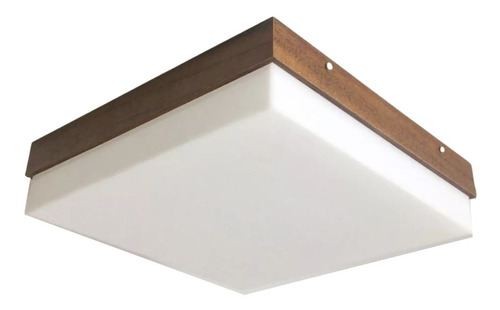 Plafon Luminária Sobrepor Madeira Acrílico 50x50 Franja Mdf