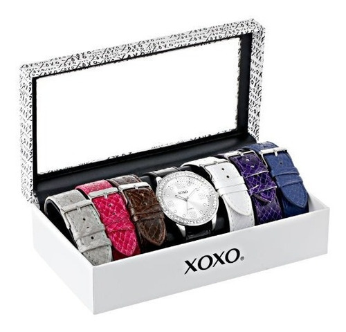 Xoxo Women's Xo9068 Reloj Análogo Con Carátula De Cuarzo Co Color De La Correa Negro Color Del Bisel Plateado Color Del Fondo Blanco