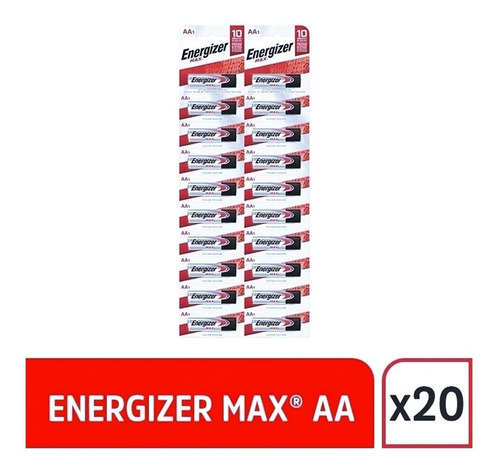 Imagen 3 de 10 de Pilas Energizer Aa Max Alcalina Blister X 20 Unidades Pila