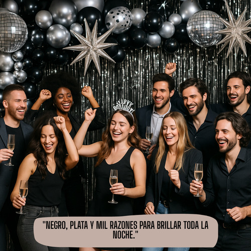 Combo Globos Deco Fiesta Tematica Kit Bola Boliche Plateado