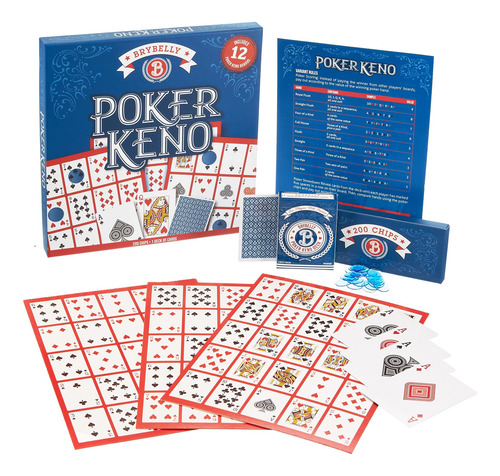 Set De Juego Brybelly Poker Keno Con Cartas, Fichas Y 12 Tab