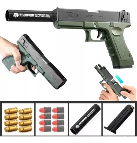 Arma Brinquedo Realista Soft Bullet Gun Silenciador E Dardos