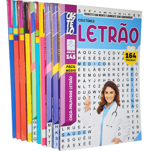 Passatempos Caça Palavras Níveis Médio E Difícil: Não Aplica, De Equipe Editorial. Aplica, Vol. Acompanha 8 Volumes. Editorial Castelo, Capa Mole, Edição 1 Em Português, 2021