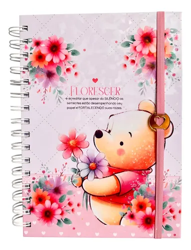 Caderno Ursinho Pooh A5 Personalizado Mimo Fofo 200 Folhas
