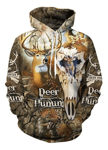 Sa Sudadera Con Capucha Con Estampado 3d Ciervo