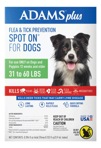 Adams Plus Flea & Tick Spot On 14 A 27kg Pipeta Para Perros