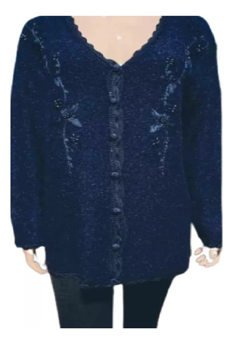 Saco Bordado Fiesta Azul Oscuro Talle L/xl Divino Especial