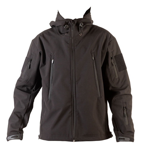 Campera Tactica Negra Softshell Impermeable Talle Especial