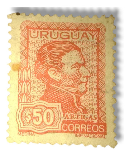 Sello Postal Estampilla Uruguay Artigas