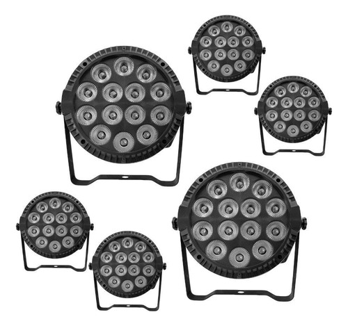 Kit 6 Par Led Slim 14x12w Rgbw