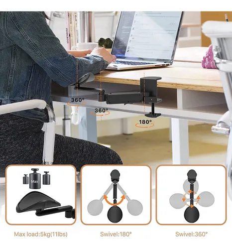 Reposabrazos Ajustable Con Abrazadera Para Escritorio, ...