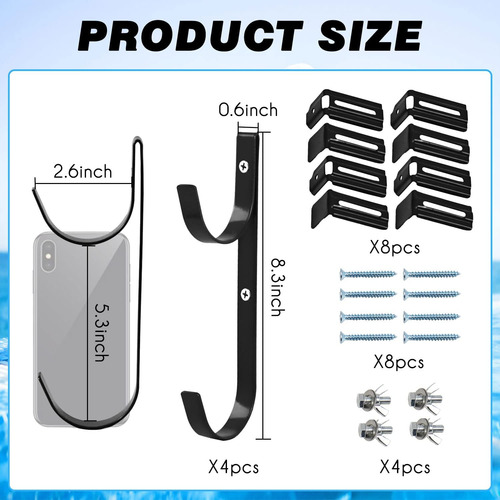 Shtalhst Percha Para Poste De Piscina, 4 Ganchos De Metal Aj