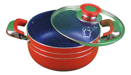 Batería Cocina Cocinalia Fácil 16 Pzas Set Acero Inoxidable Rojo