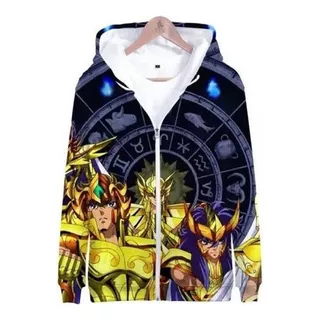 Sudadera Anime Caballeros Del Zodiaco Impresión Digital Hood