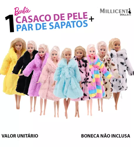 10 Conjuntos Roupas Boneca Barbie + 10 Sapatos Retos Tênis