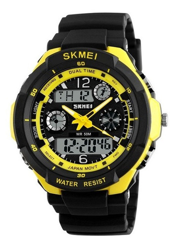 Reloj Sport Digital Analogo Skmei Ad0931 Negro New Amarillo