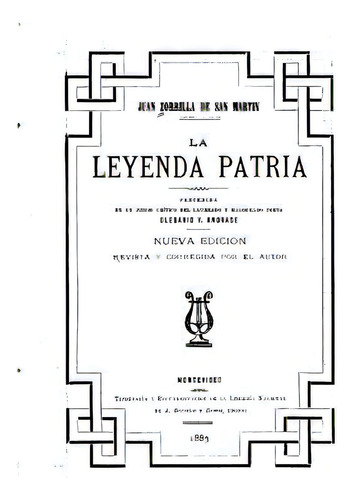 La Leyenda Patria, De San Martin, Juan Zorrilla De. Editorial Createspace, Tapa Blanda En Español