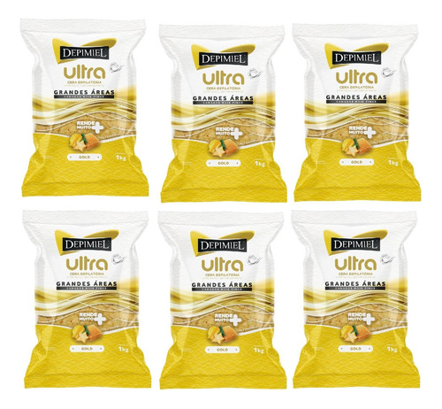 Depimiel Cera Depilatória Pérolas Ultra Gold 1kg Kit 6 Un