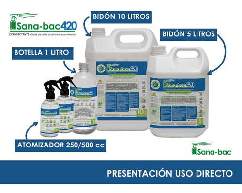 Imagen 2 de 5 de Amonio Cuaternario Desinfectante Máxima Concentración 10l