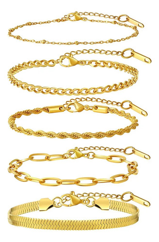 Pulsera De Cadena Irregular De Viento Hip-hop 5 Piezas