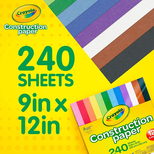 Papel De Construcción Crayola 240 Hojas Colores Variados