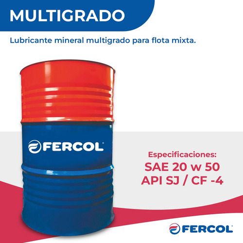 Aceite Multigrado 20w50 Api Sj/cf-4 Fercol Tambor De 200 L P