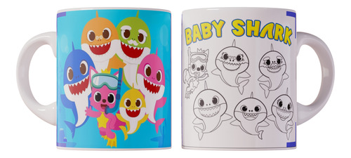 Tazas Dia Del Niño Baby Shark Coloreable | Polimero Plástico