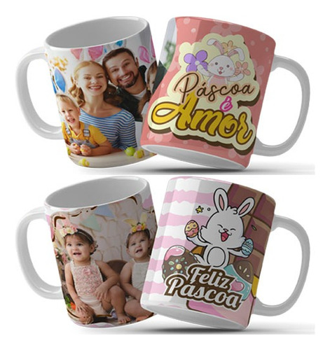 Artes Editáveis Canecas Páscoa Mockups Sublimação Corel Png