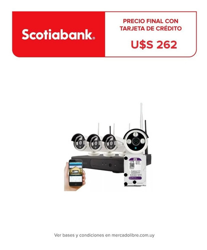 Kit 4 Cámaras Seguridad Wifi 1080p Hd Disco1tb Envío Matko
