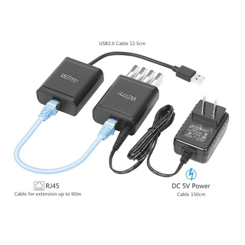 Weme Extensor Usb, 4 Puertos Usb 2.0 Hub Ethernet Extender S