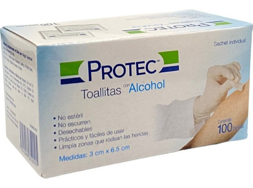 Toallita Con Alcohol Protec C/100 Piezas Paquete Con 30 Caja