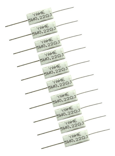 Ba 10pcs Resistencia De Cemento Bobinado Cerámica 5w 0.22ohm