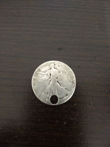Moneda Medio Dolar Medalla Dije Cadena Plata Estados Unidos (Usado)