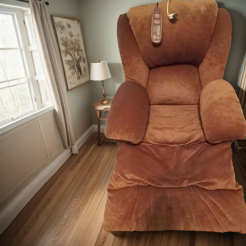 Sillon Relax Reclinable Con Masajeador Y Calor Impecable Marrón Claro Liso (Usado)