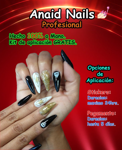 Caja Uñas Postizas Instantánea A Mano Kwaii Mod. Arcoíris