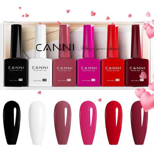 Conjunto De Esmaltes Em Gel Canni 9 Ml Sem Hema, 6 Cores Soa