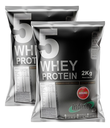 Whey 5w (contem Proteína Isolada) 4kg - Infinity Labs Wey Sabor Morango