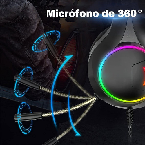 Imagen 6 de 10 de Auricular Xinua Hs1 Gamer Microfono Mute Luz Led Pc Ps4 Xbox